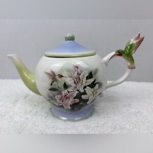 Vintage Ceramic Teapot Designed by Artist Lena Liu for Teleflora